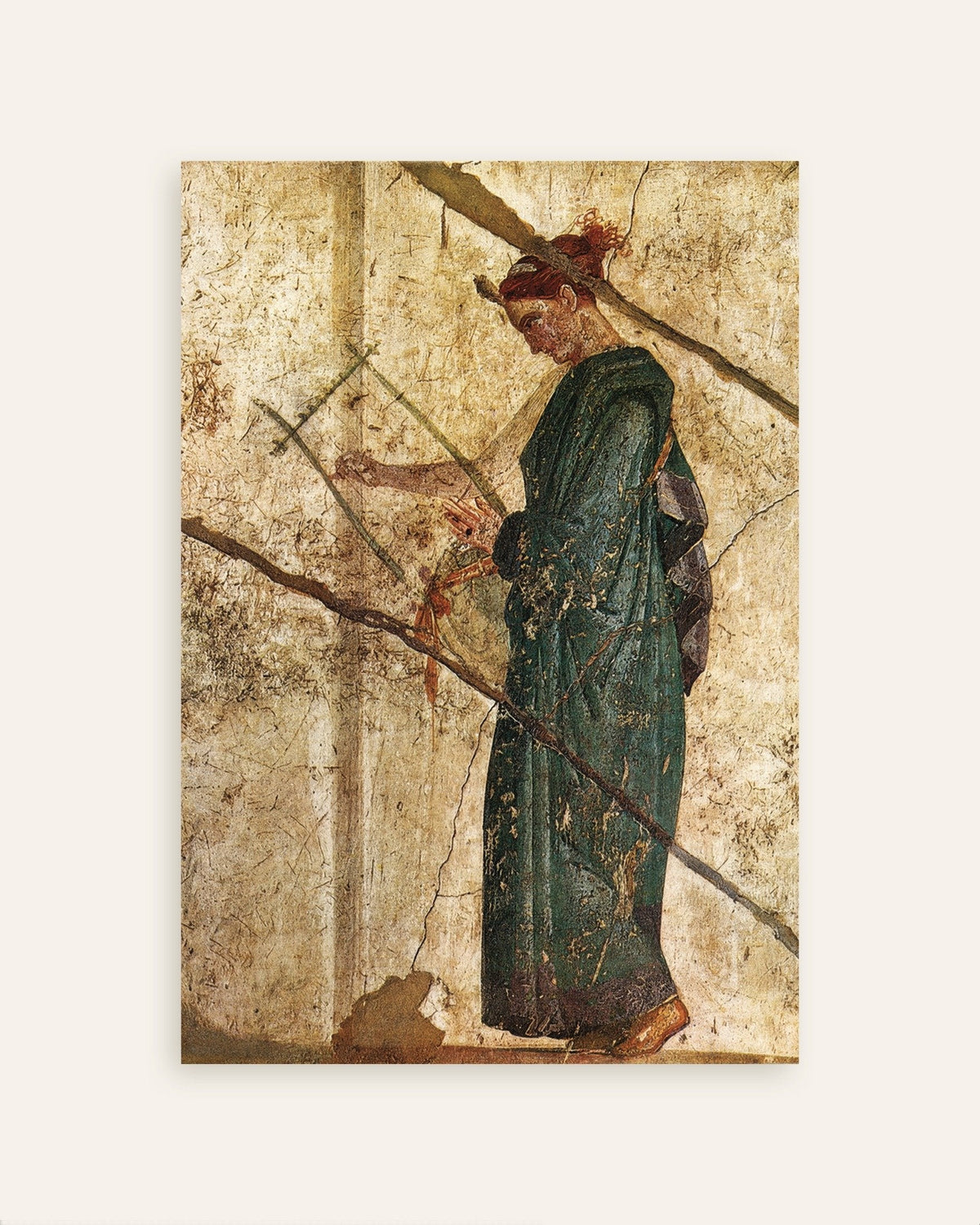 Poster do fresco romano da mulher com lira