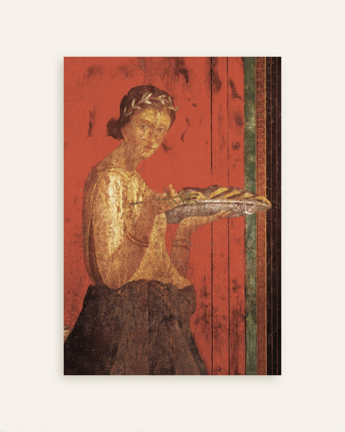 Poster do fresco da mulher com coroa de louros, Pompeia