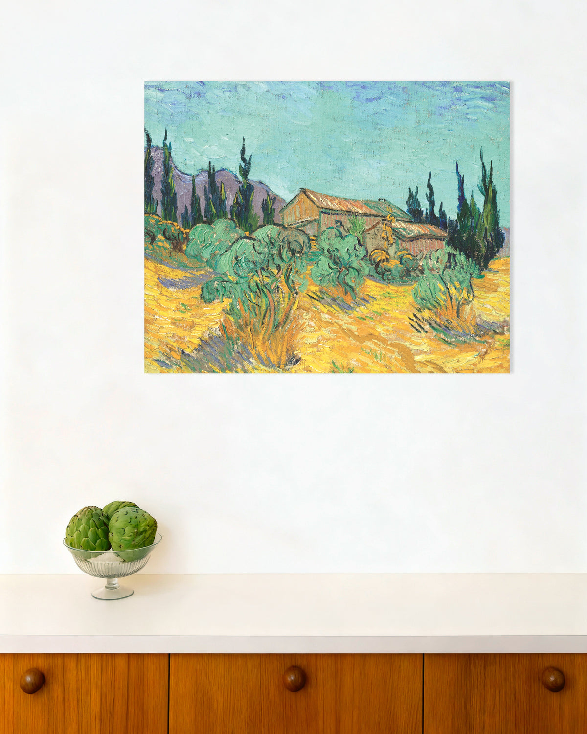 Poster de Cabanas de madeira entre oliveiras e ciprestes (1889), de Vincent van Gogh